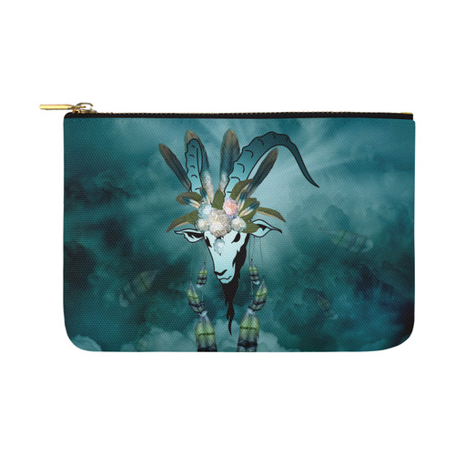 The billy goat with feathers and flowers Carry-All Pouch 12.5''x8.5''