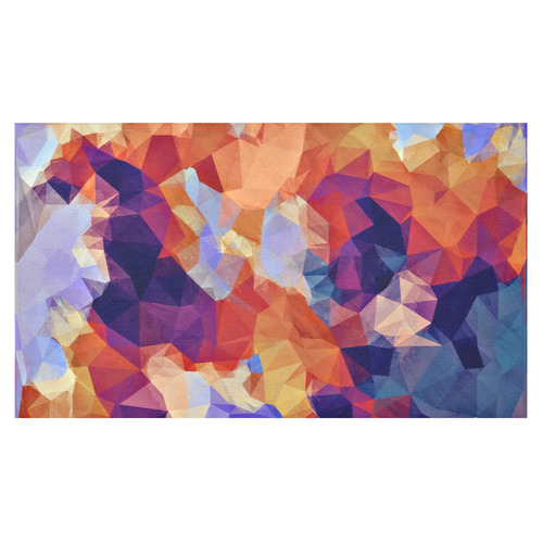 psychedelic geometric polygon pattern abstract in orange brown blue purple Cotton Linen Tablecloth 60"x 104"