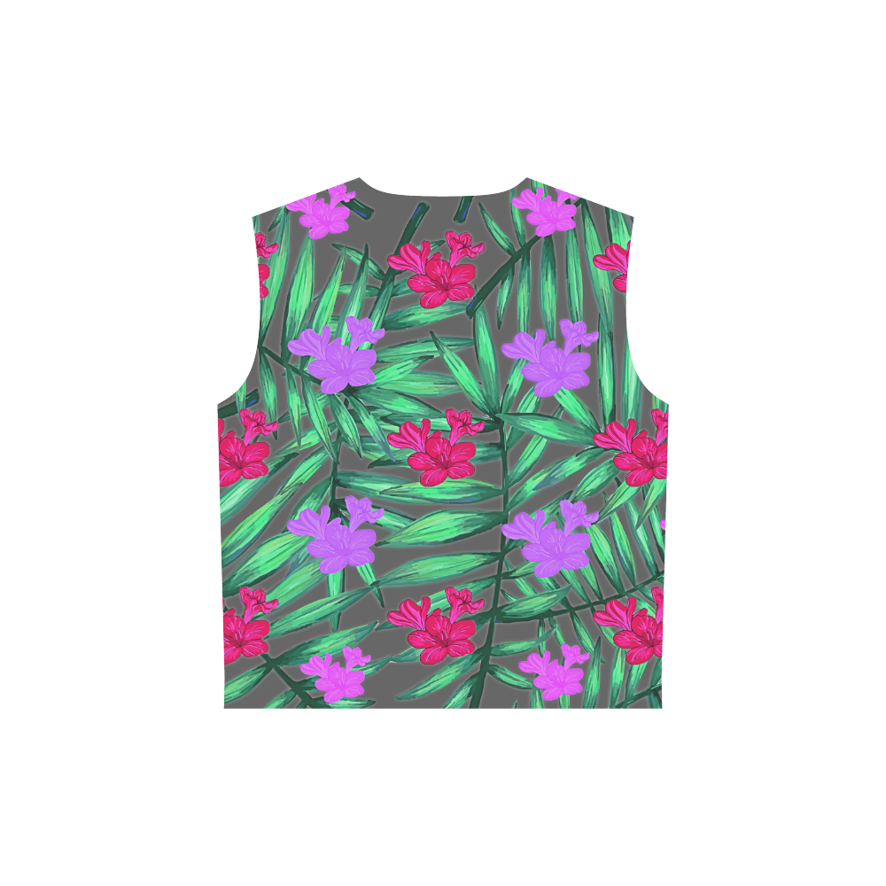 Tropic Flowers All Over Print Sleeveless Hoodie for Women (Model H15)