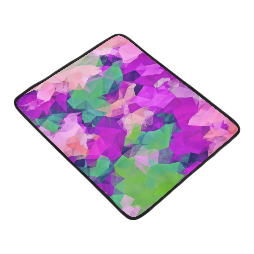 psychedelic geometric polygon pattern abstract in pink purple green Beach Mat 78"x 60"