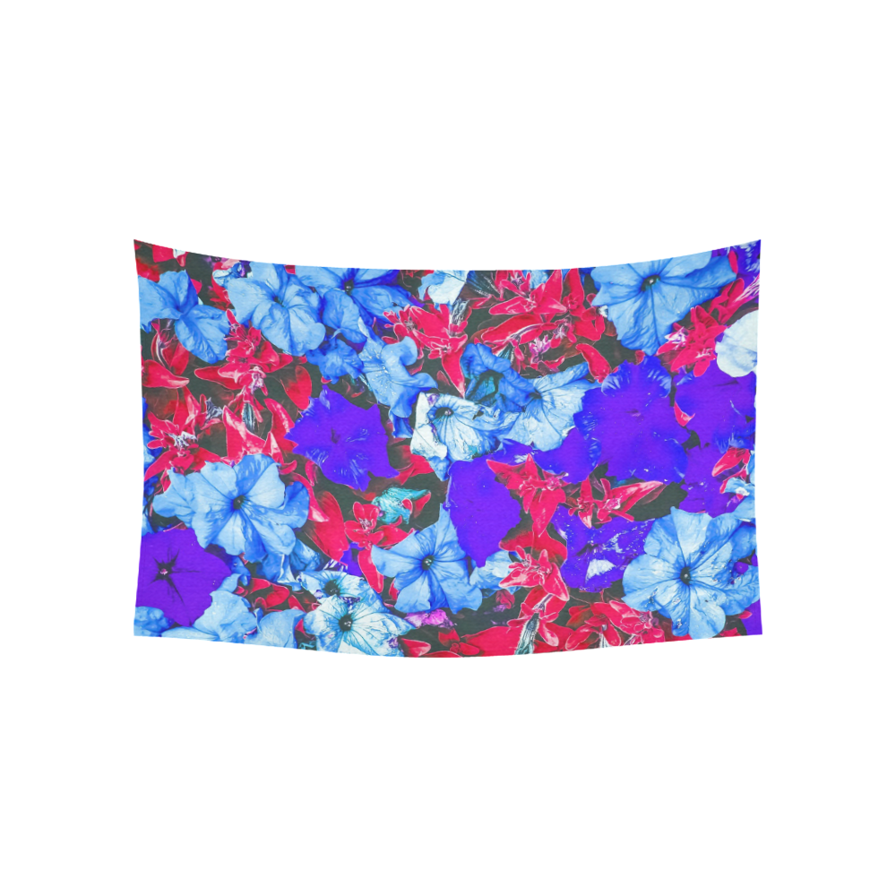 closeup flower texture abstract in blue purple red Cotton Linen Wall Tapestry 60"x 40"