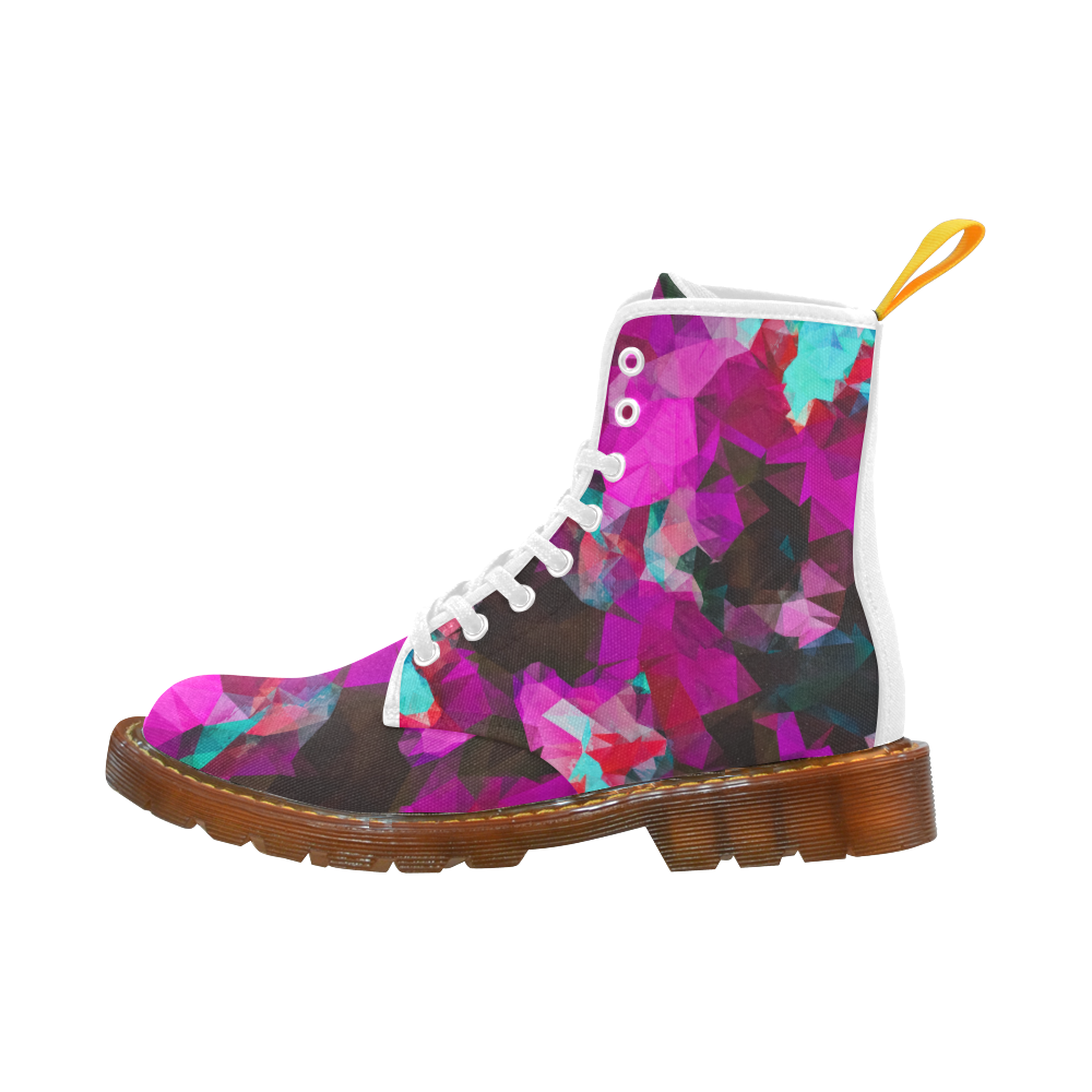 psychedelic geometric polygon abstract pattern in purple pink blue Martin Boots For Women Model 1203H