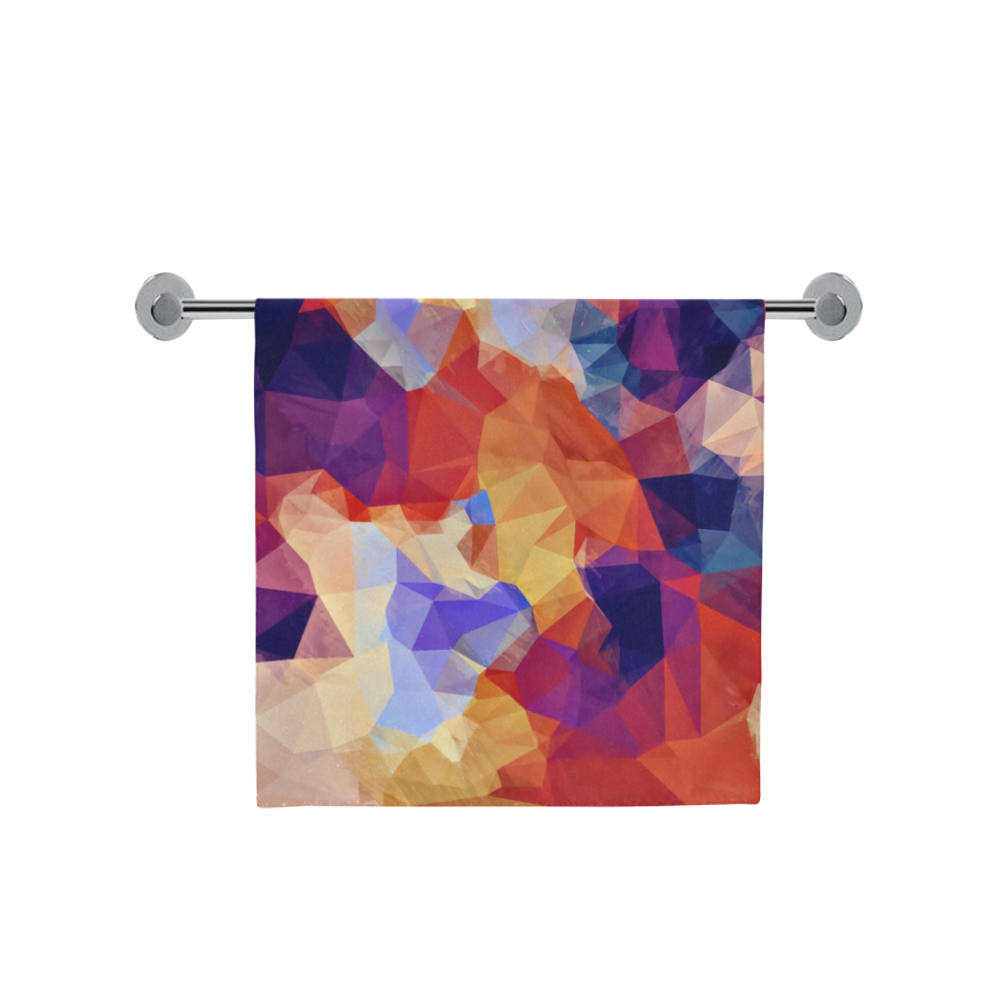 psychedelic geometric polygon pattern abstract in orange brown blue purple Bath Towel 30"x56"