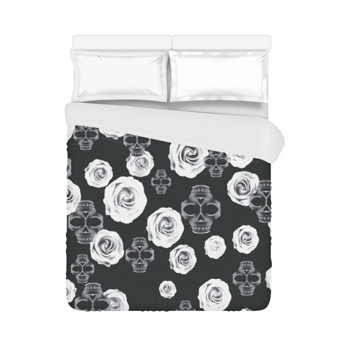 vintage skull and rose abstract pattern in black and white Duvet Cover 86"x70" ( All-over-print)