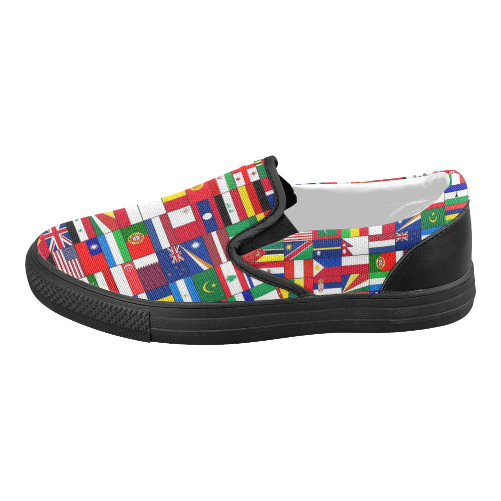 WORLD FLAGS 2 Women's Slip-on Canvas Shoes (Model 019)