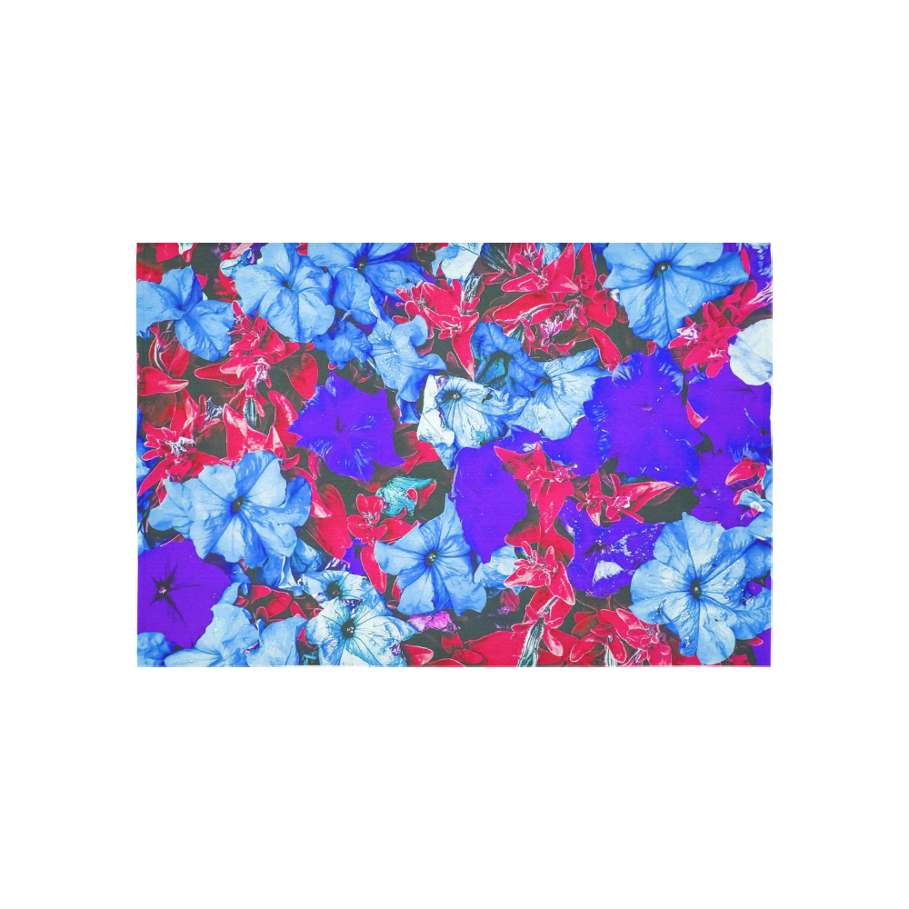 closeup flower texture abstract in blue purple red Cotton Linen Wall Tapestry 60"x 40"