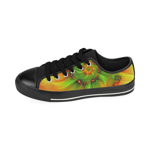 Hot Summer Green Orange Abstract Colorful Fractal Low Top Canvas Shoes for Kid (Model 018)