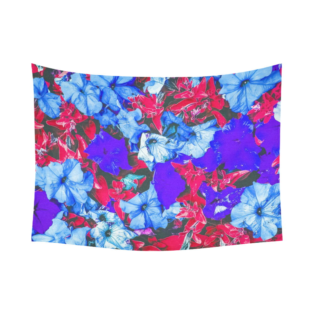 closeup flower texture abstract in blue purple red Cotton Linen Wall Tapestry 80"x 60"