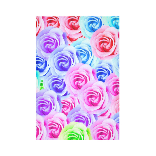 closeup colorful rose texture background in pink purple blue green Cotton Linen Wall Tapestry 60"x 90"
