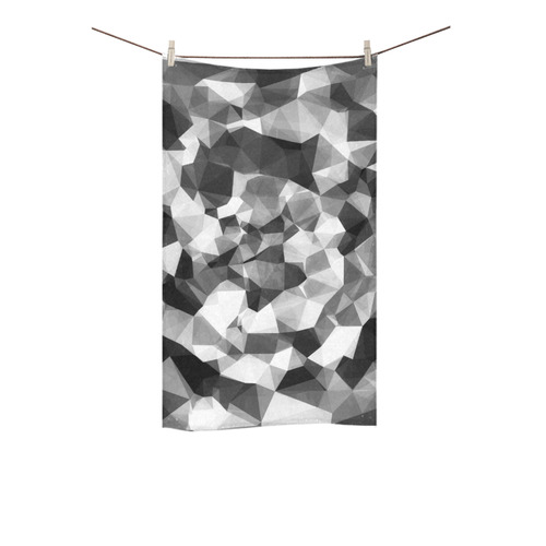 contemporary geometric polygon abstract pattern in black and white Custom Towel 16"x28"