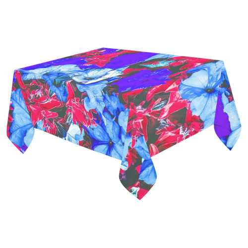 closeup flower texture abstract in blue purple red Cotton Linen Tablecloth 52"x 70"