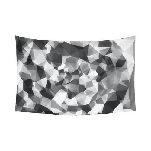 contemporary geometric polygon abstract pattern in black and white Cotton Linen Wall Tapestry 90"x 60"