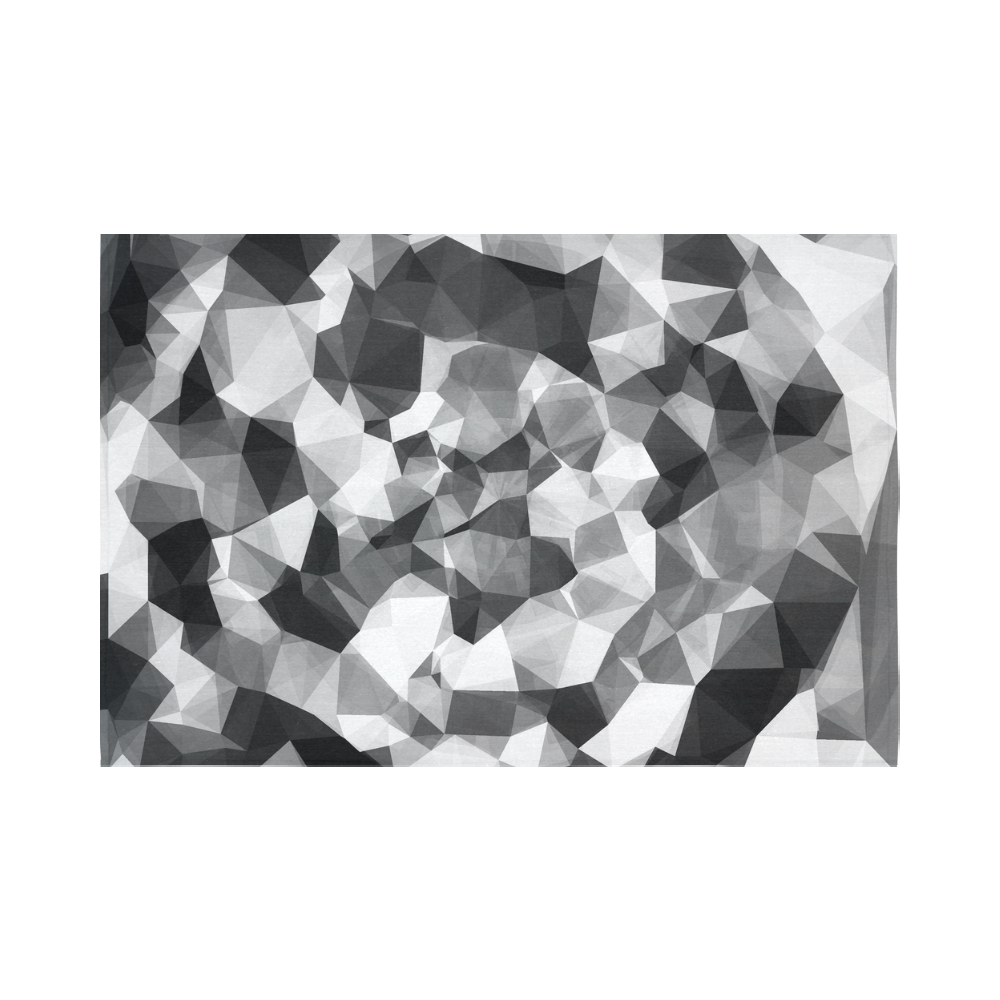 contemporary geometric polygon abstract pattern in black and white Cotton Linen Wall Tapestry 90"x 60"