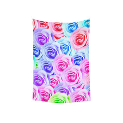 closeup colorful rose texture background in pink purple blue green Cotton Linen Wall Tapestry 40"x 60"
