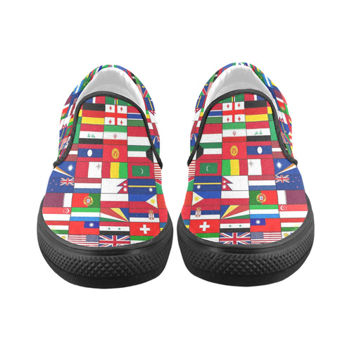 WORLD FLAGS 2 Women's Slip-on Canvas Shoes (Model 019)