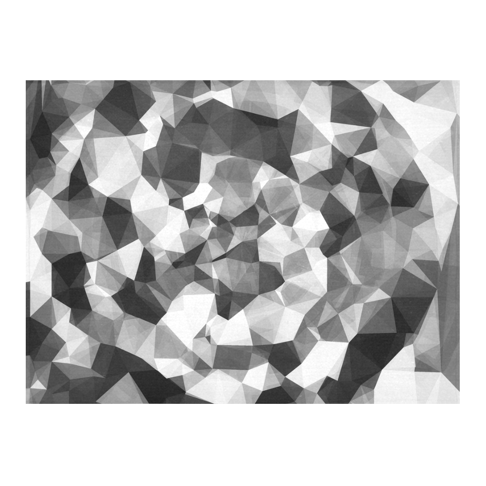 contemporary geometric polygon abstract pattern in black and white Cotton Linen Tablecloth 52"x 70"
