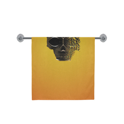 fractal black skull portrait with orange abstract background Bath Towel 30"x56"