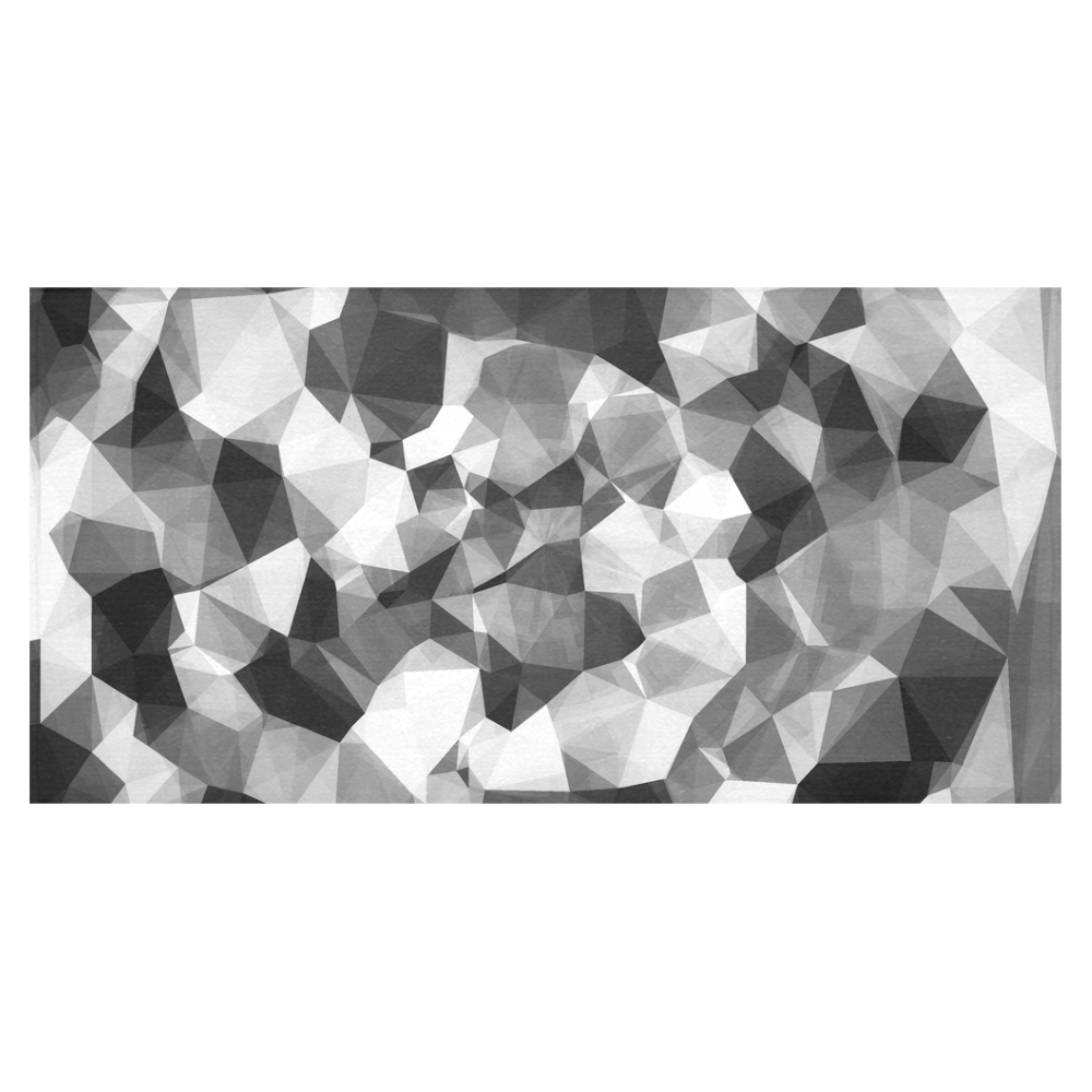 contemporary geometric polygon abstract pattern in black and white Cotton Linen Tablecloth 60"x120"