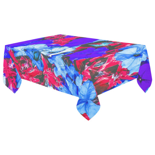 closeup flower texture abstract in blue purple red Cotton Linen Tablecloth 60"x 104"
