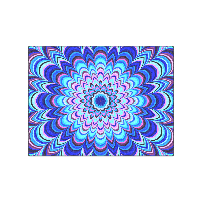 Neon blue striped mandala Blanket 50"x60"