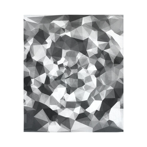 contemporary geometric polygon abstract pattern in black and white Cotton Linen Wall Tapestry 51"x 60"