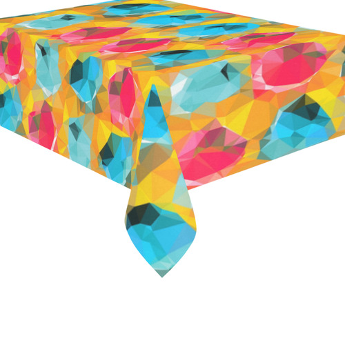 geometric polygon abstract pattern in blue orange red Cotton Linen Tablecloth 60"x 84"