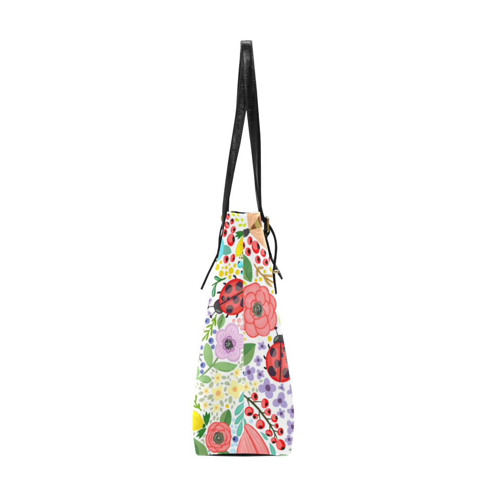 Colorful Floral Pattern With Ladybugs Euramerican Tote Bag/Small (Model 1655)