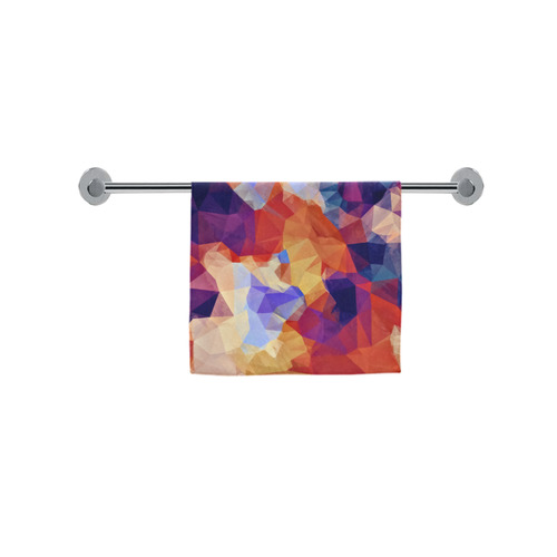 psychedelic geometric polygon pattern abstract in orange brown blue purple Custom Towel 16"x28"