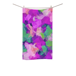 psychedelic geometric polygon pattern abstract in pink purple green Custom Towel 16"x28"