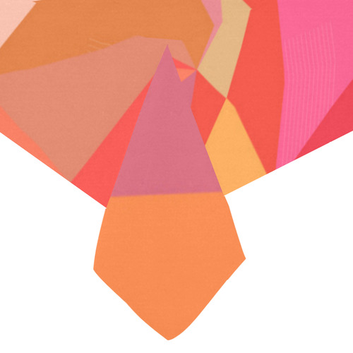 Red Orange Pink Geometric Triangles Cotton Linen Tablecloth 60"x120"