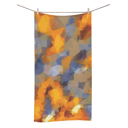 psychedelic geometric polygon abstract pattern in orange brown blue Bath Towel 30"x56"