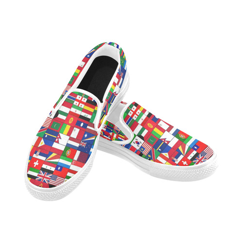 WORLD FLAGS 2 Women's Unusual Slip-on Canvas Shoes (Model 019)