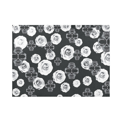 vintage skull and rose abstract pattern in black and white Placemat 14’’ x 19’’ (Set of 2)
