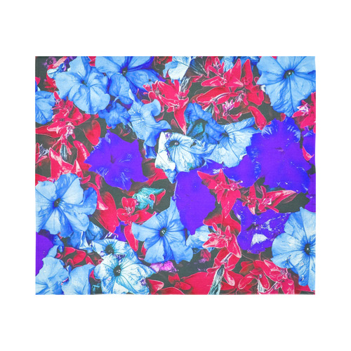 closeup flower texture abstract in blue purple red Cotton Linen Wall Tapestry 60"x 51"