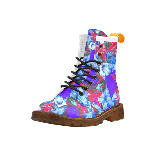 closeup flower texture abstract in blue purple red High Grade PU Leather Martin Boots For Women Model 402H