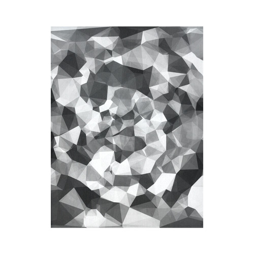 contemporary geometric polygon abstract pattern in black and white Cotton Linen Wall Tapestry 60"x 80"