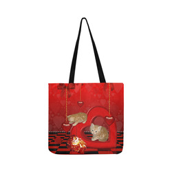 Cute kitten with hearts Reusable Shopping Bag Model 1660 (Two sides)