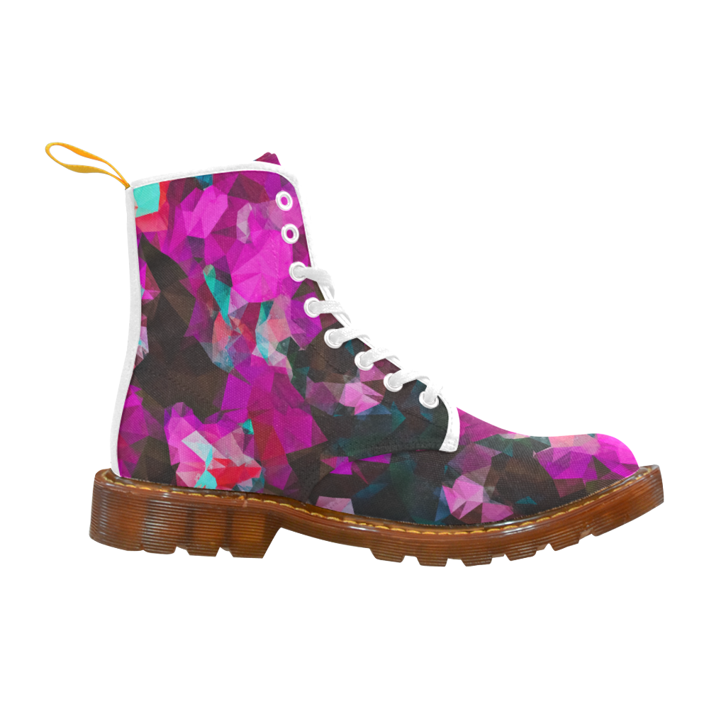 psychedelic geometric polygon abstract pattern in purple pink blue Martin Boots For Women Model 1203H