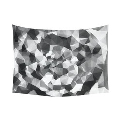 contemporary geometric polygon abstract pattern in black and white Cotton Linen Wall Tapestry 80"x 60"