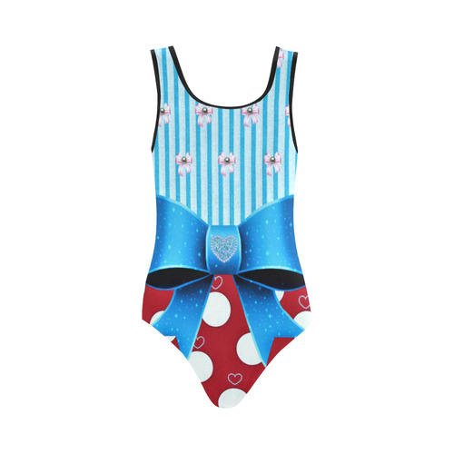 Rockabilly girly style Vest One Piece Swimsuit (Model S04)