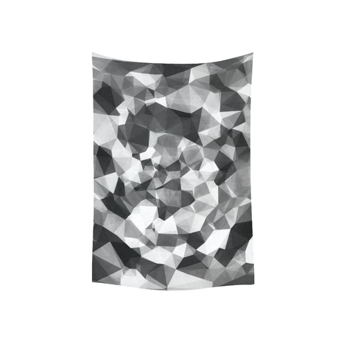 contemporary geometric polygon abstract pattern in black and white Cotton Linen Wall Tapestry 40"x 60"