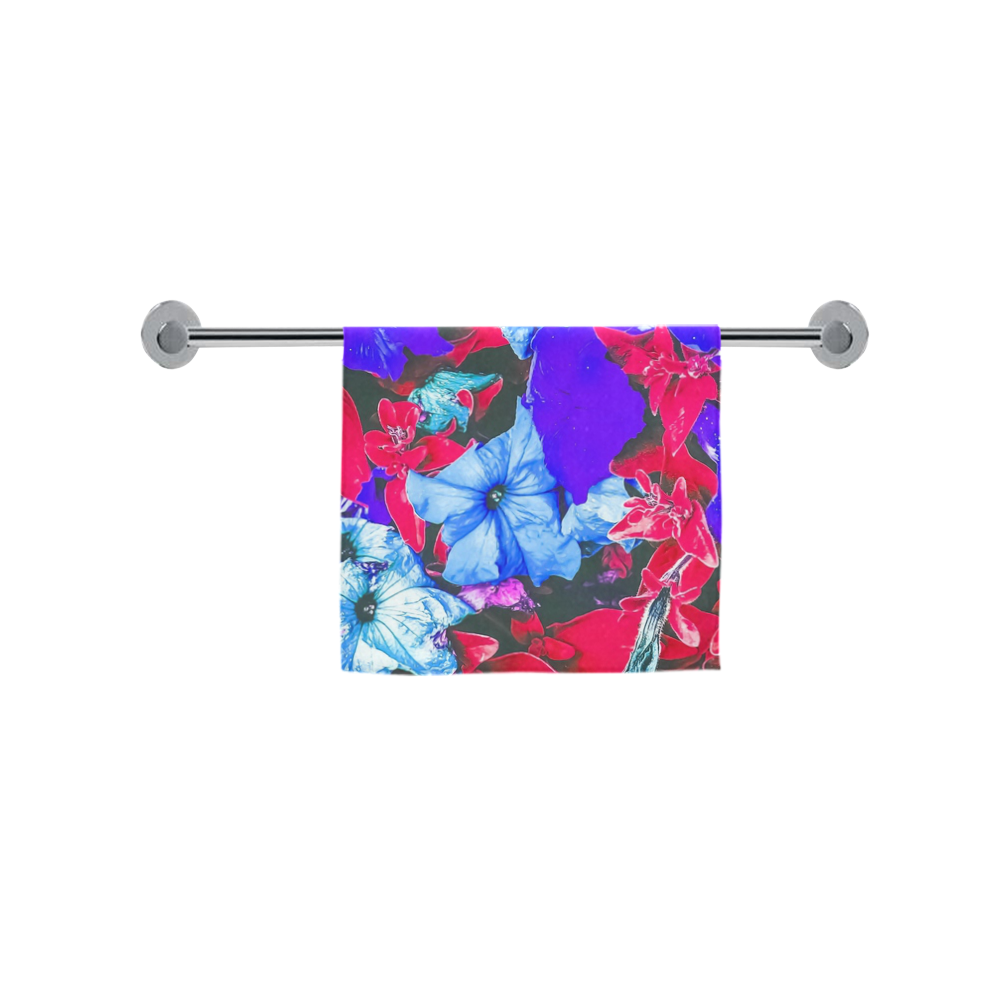 closeup flower texture abstract in blue purple red Custom Towel 16"x28"