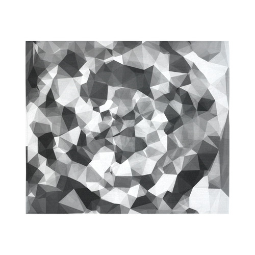 contemporary geometric polygon abstract pattern in black and white Cotton Linen Wall Tapestry 60"x 51"
