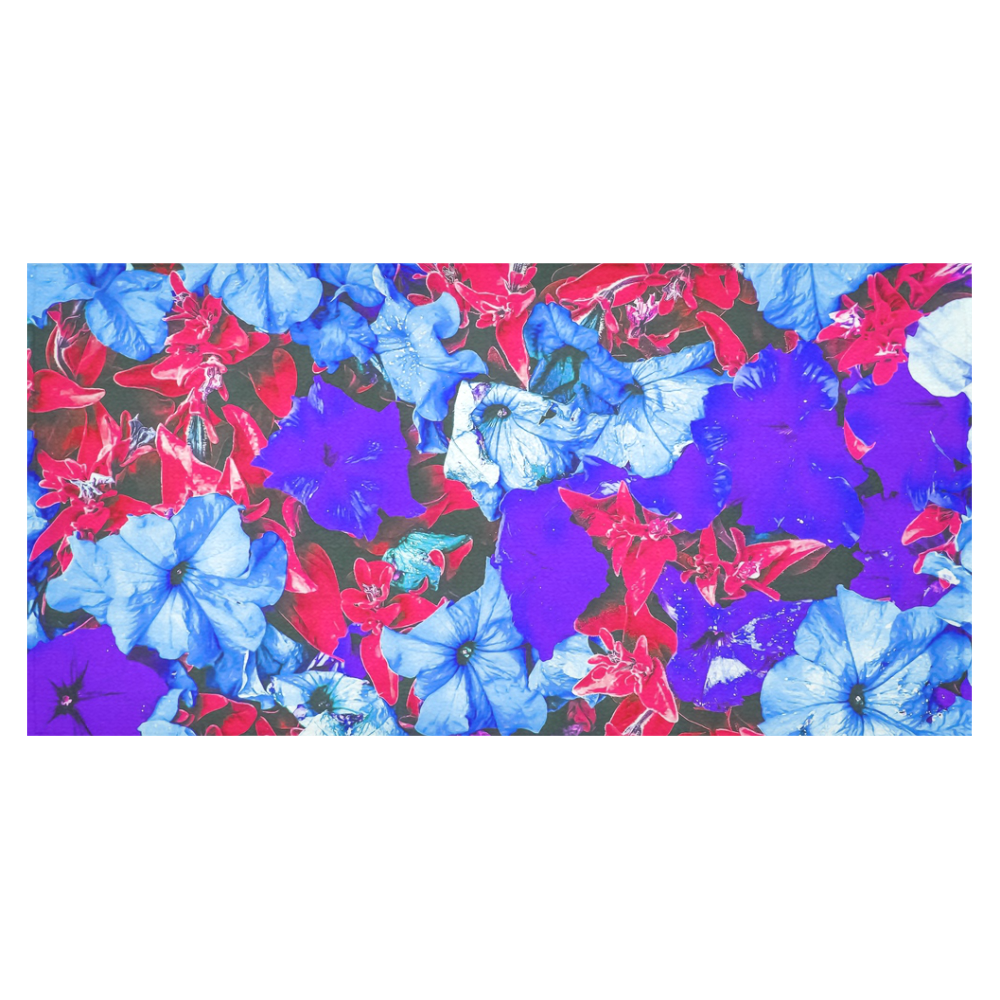 closeup flower texture abstract in blue purple red Cotton Linen Tablecloth 60"x120"