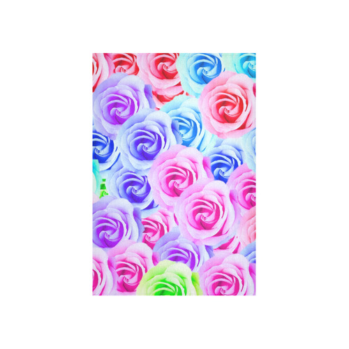 closeup colorful rose texture background in pink purple blue green Cotton Linen Wall Tapestry 40"x 60"