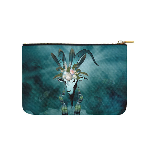 The billy goat with feathers and flowers Carry-All Pouch 9.5''x6''