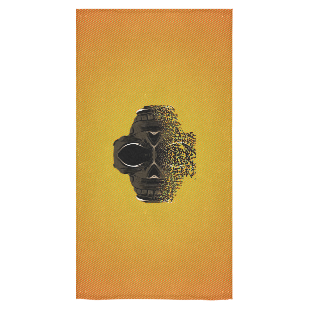 fractal black skull portrait with orange abstract background Bath Towel 30"x56"