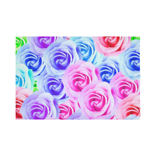 closeup colorful rose texture background in pink purple blue green Cotton Linen Wall Tapestry 90"x 60"