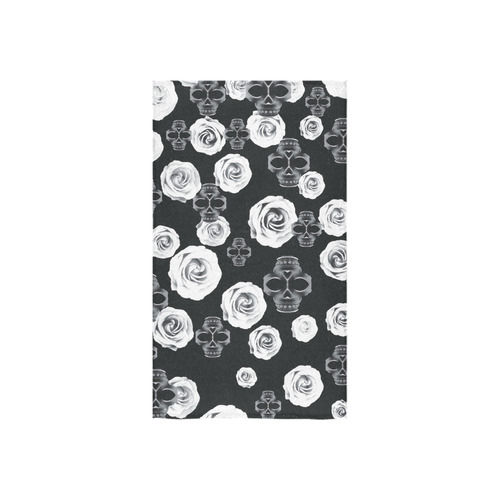 vintage skull and rose abstract pattern in black and white Custom Towel 16"x28"