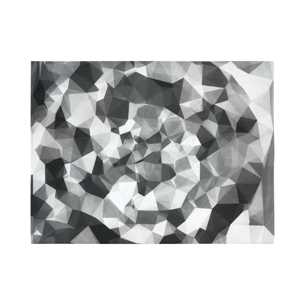 contemporary geometric polygon abstract pattern in black and white Cotton Linen Wall Tapestry 80"x 60"